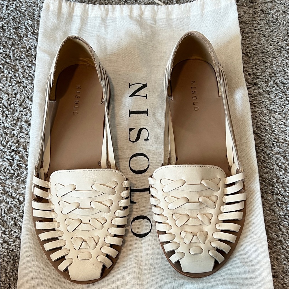 Nisolo Huarache Loafer Sandal in Bone Size 8